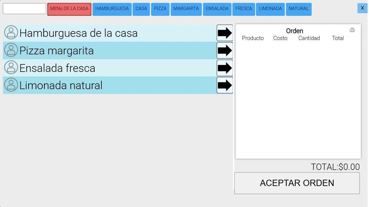 Punto de venta. Demostración con datos ficticios.