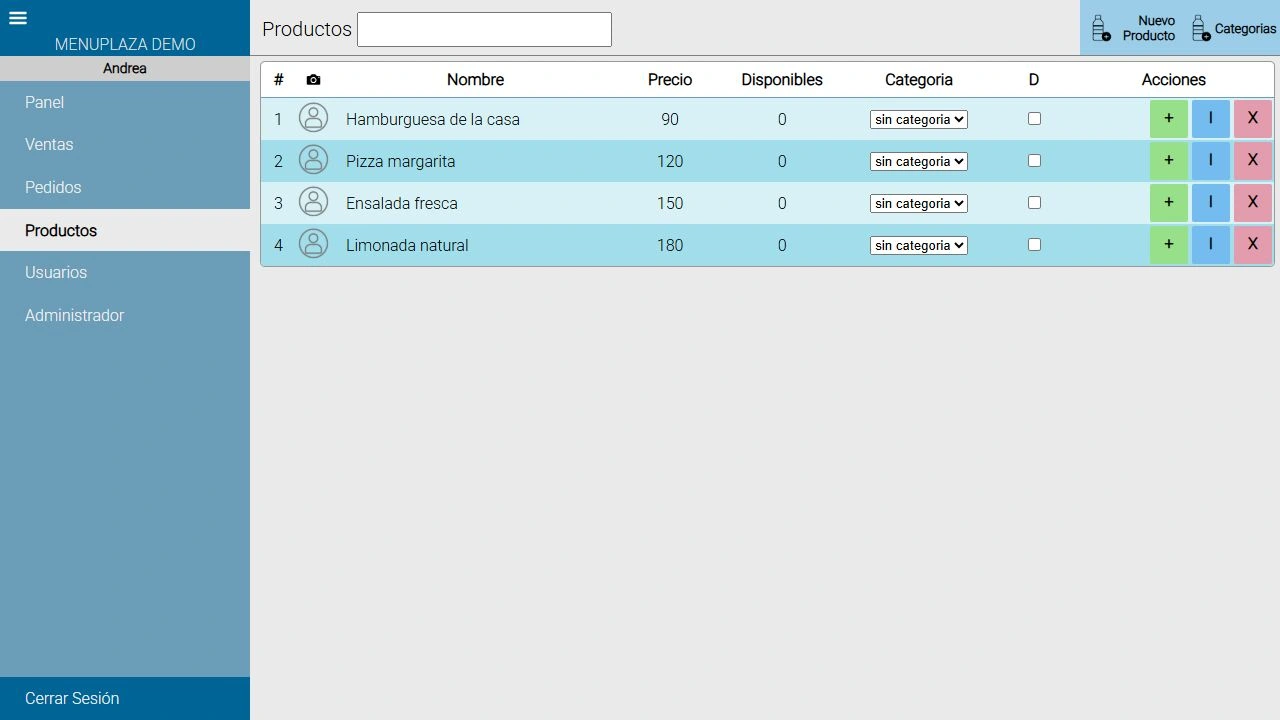 Catálogo de productos. Demostración con datos ficticios.